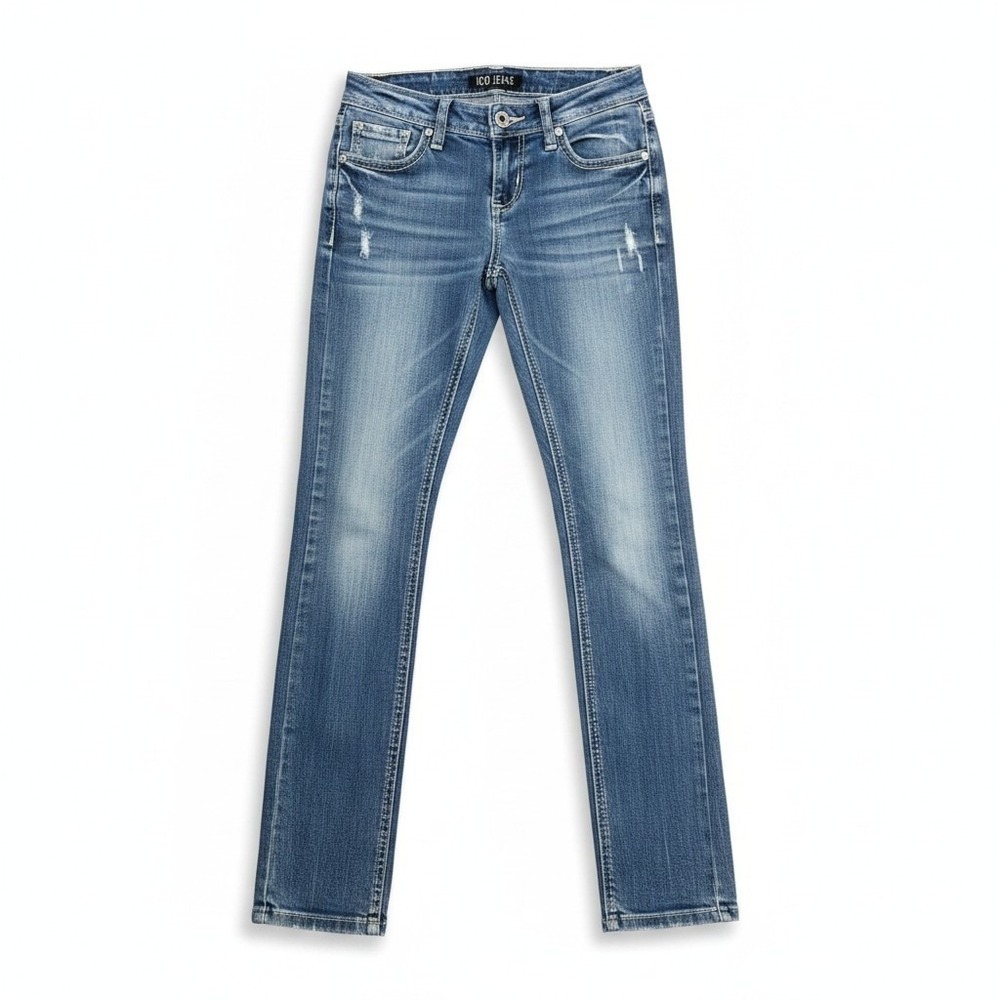 ZCO Jeans Women's Skinny Jeans Size 1 Distressed Embellished Pocket Denim Y2K